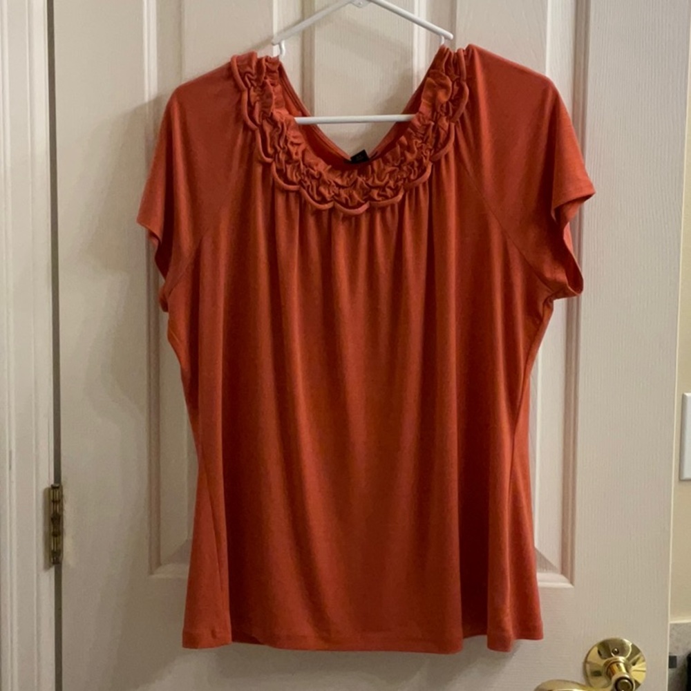 Pretty coral pink short sleeved woman’s blouse XL
